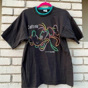 Vintage Velvasheen Disney Goofy California Graphic T-shirt in Black - Size Large